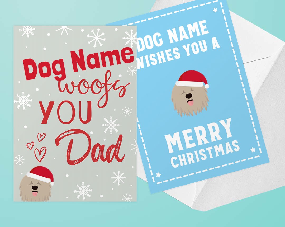 Two Christmas card design featuring your dog