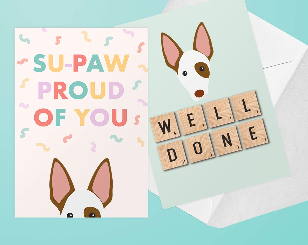 Two Personalised Dog Congratulations Cards