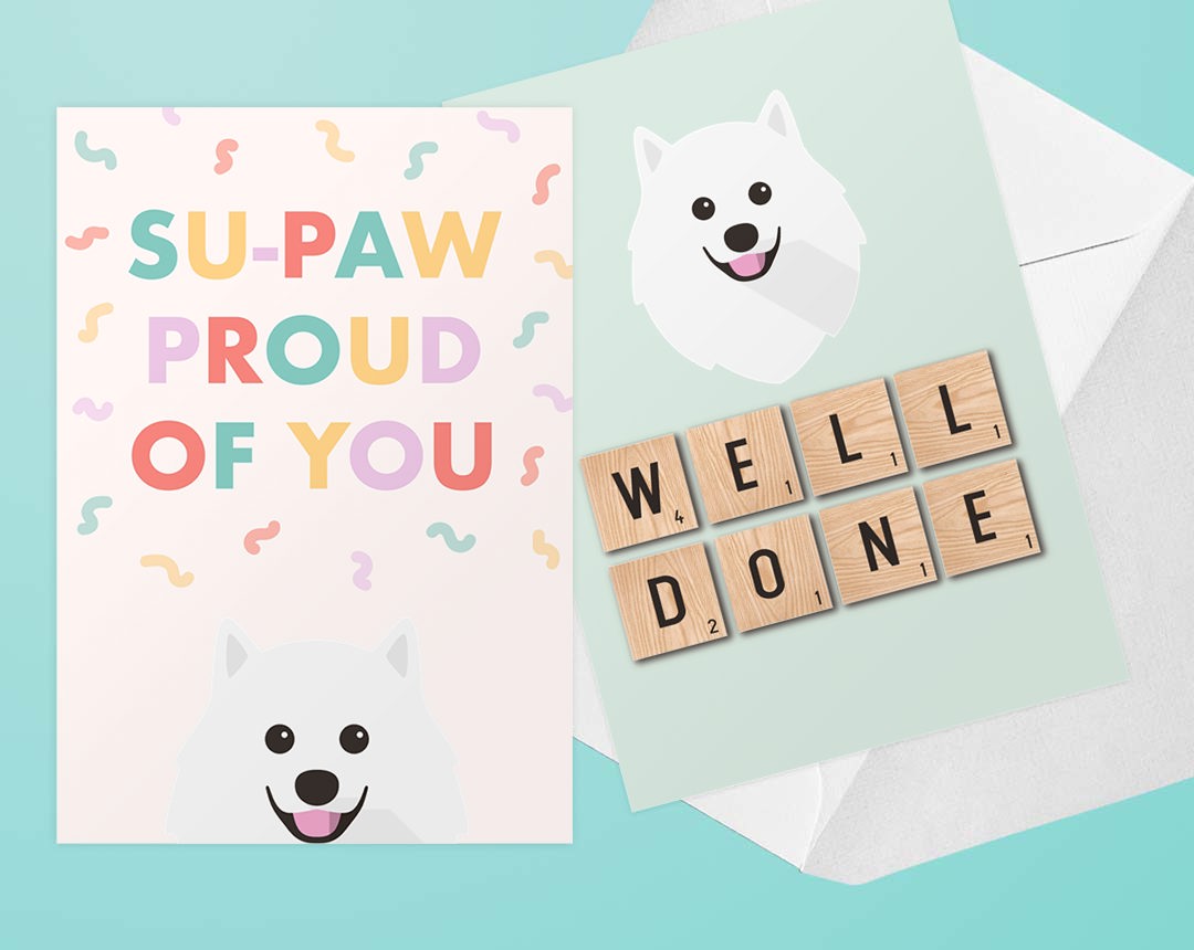 Two Personalised Dog Congratulations Cards