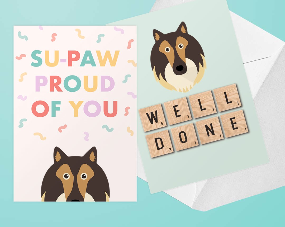 Two Personalised Dog Congratulations Cards