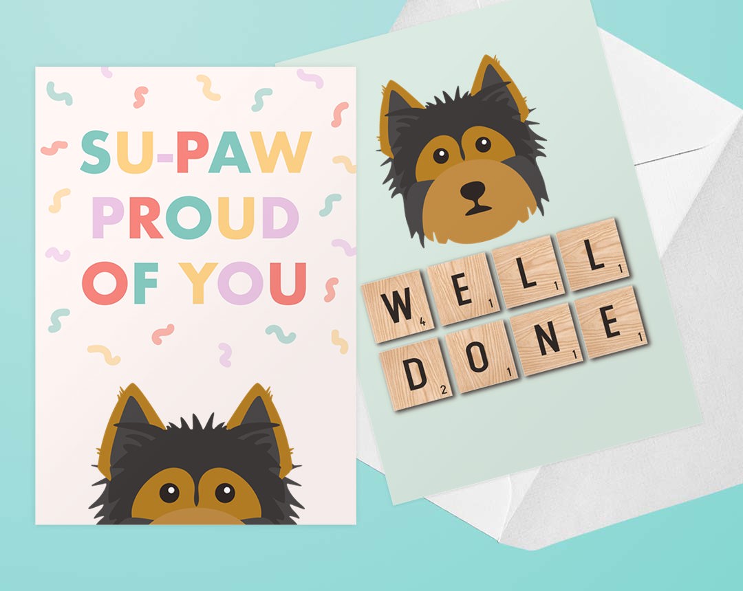 Two Personalised Dog Congratulations Cards