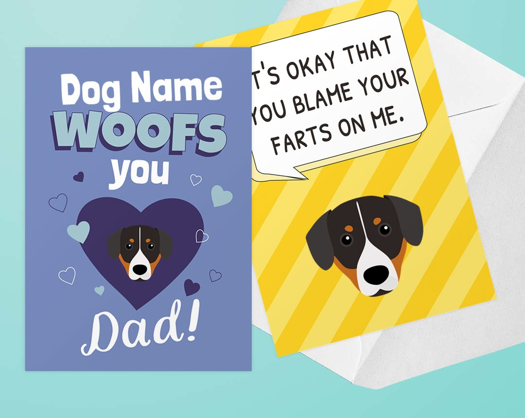 Two Personalised Dog Dad Cards