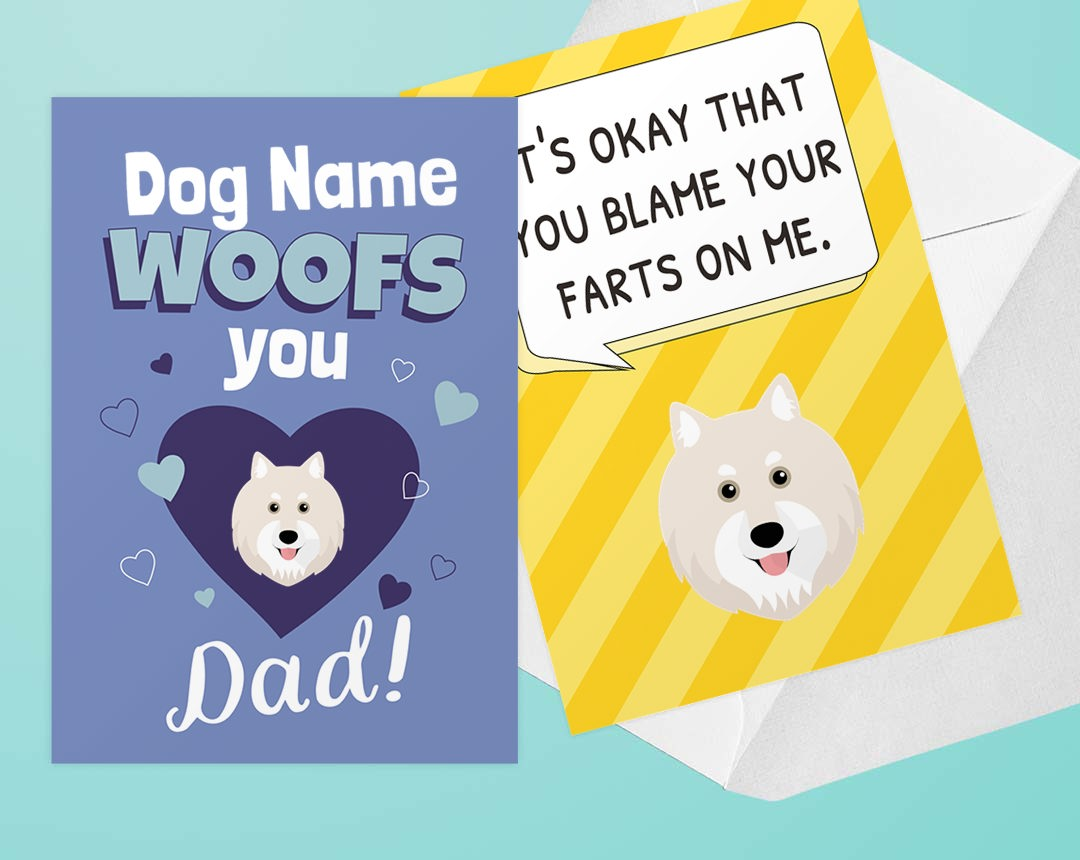 Two Personalised Dog Dad Cards
