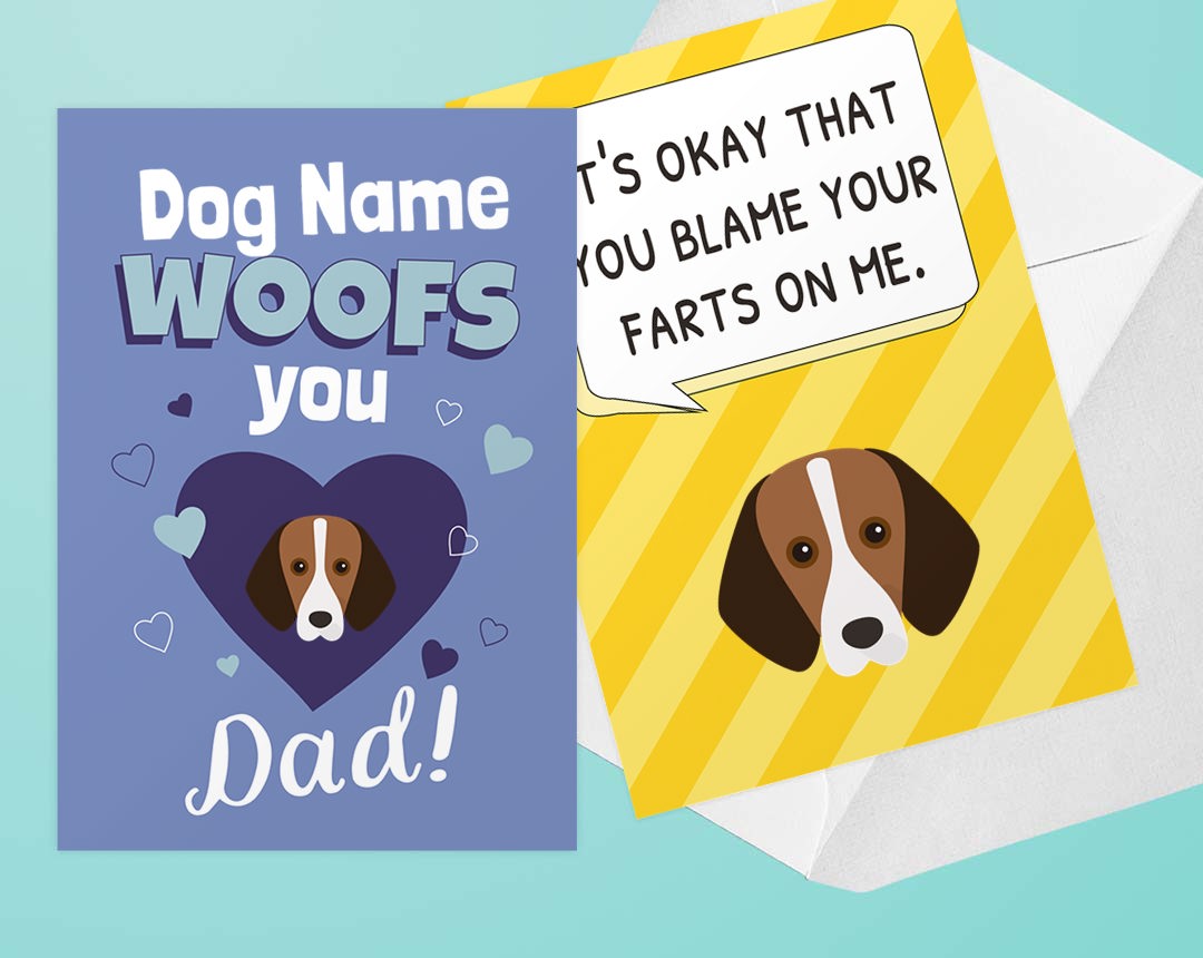 Two Personalised Dog Dad Cards