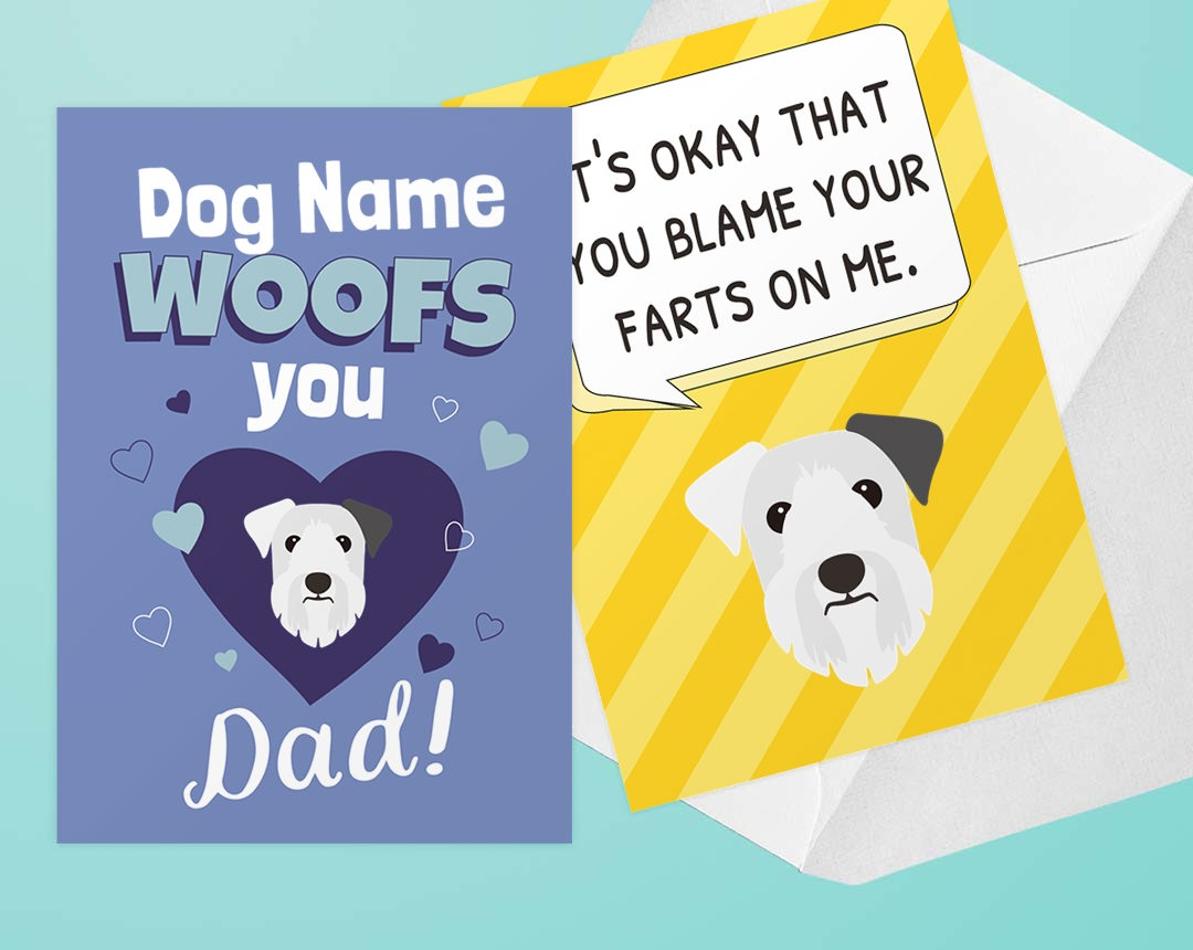 Two Personalised Dog Dad Cards