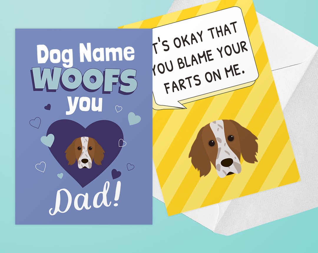 Two Personalised Dog Dad Cards