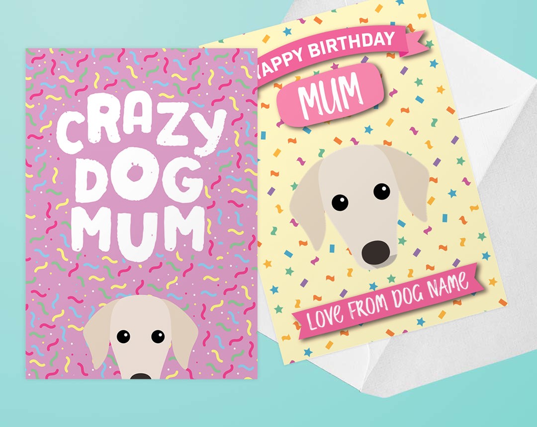 Two Personalised Dog Mum Cards