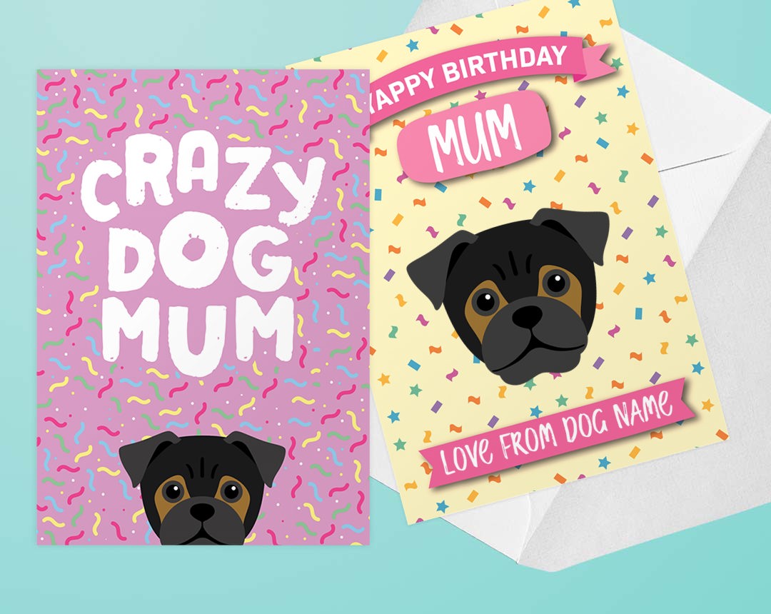 Two Personalised Dog Mum Cards