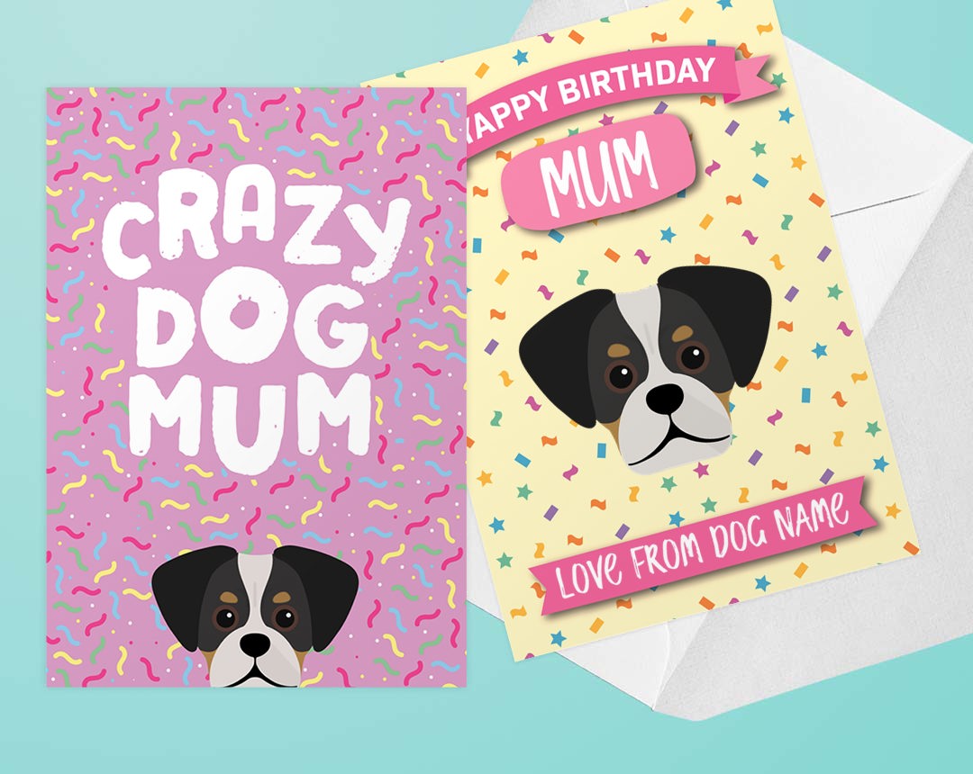 Two Personalised Dog Mum Cards