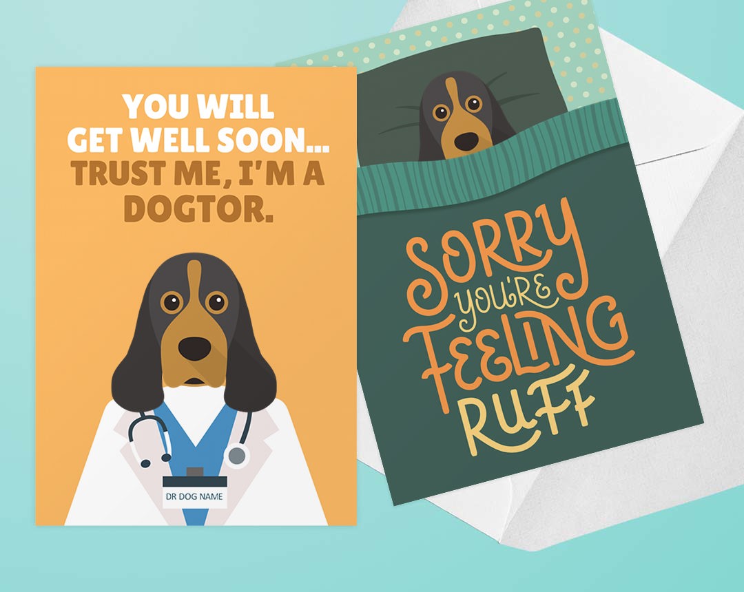 Personalized Dog Cards - Get Well Soon Cards