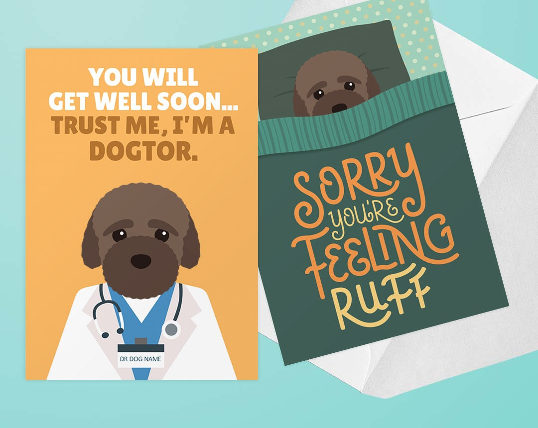 Personalized Dog Cards - Get Well Soon Cards