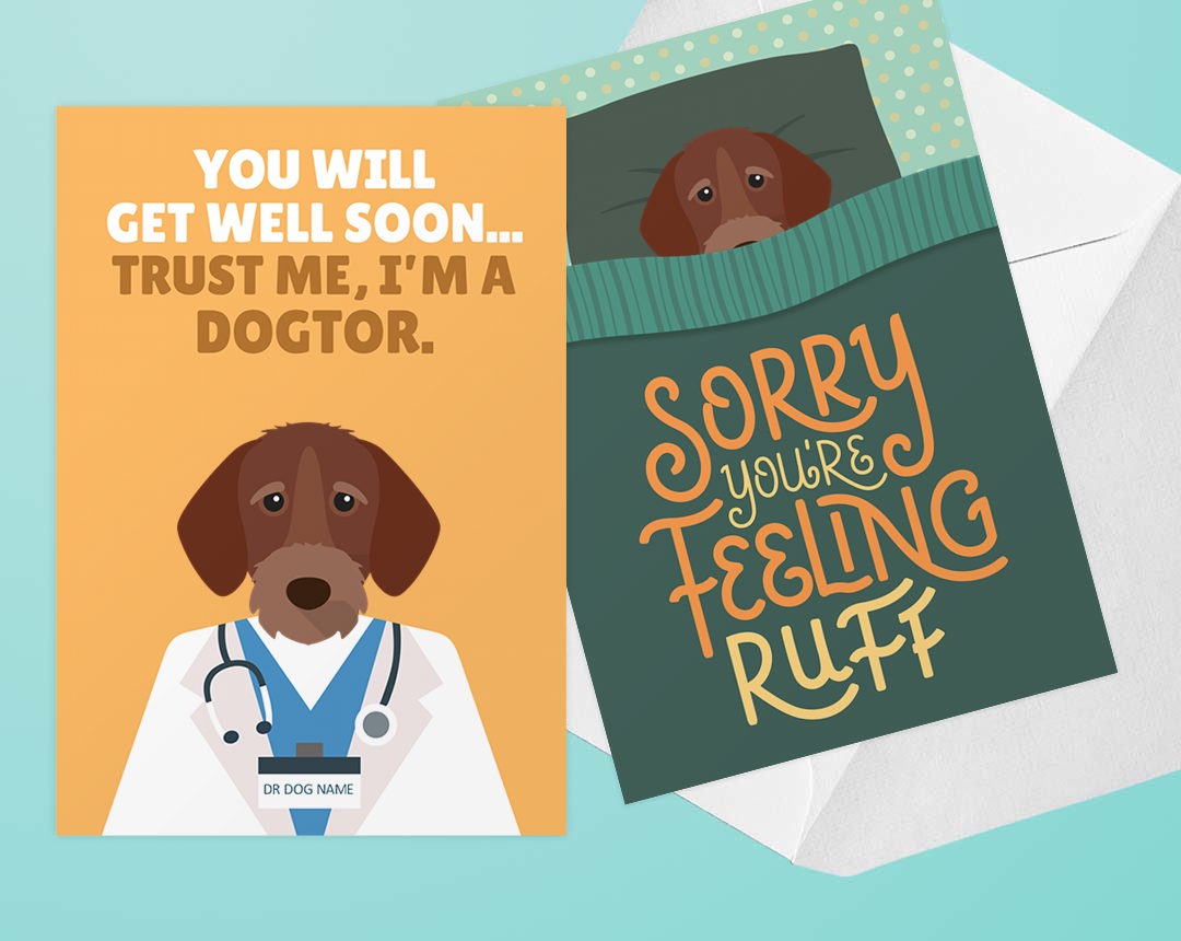 Personalized Dog Cards - Get Well Soon Cards