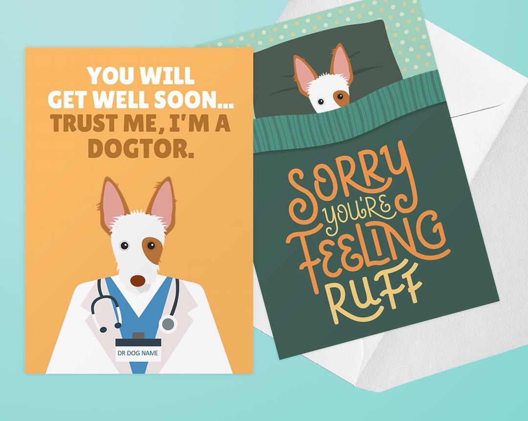 Personalized Dog Cards - Get Well Soon Cards