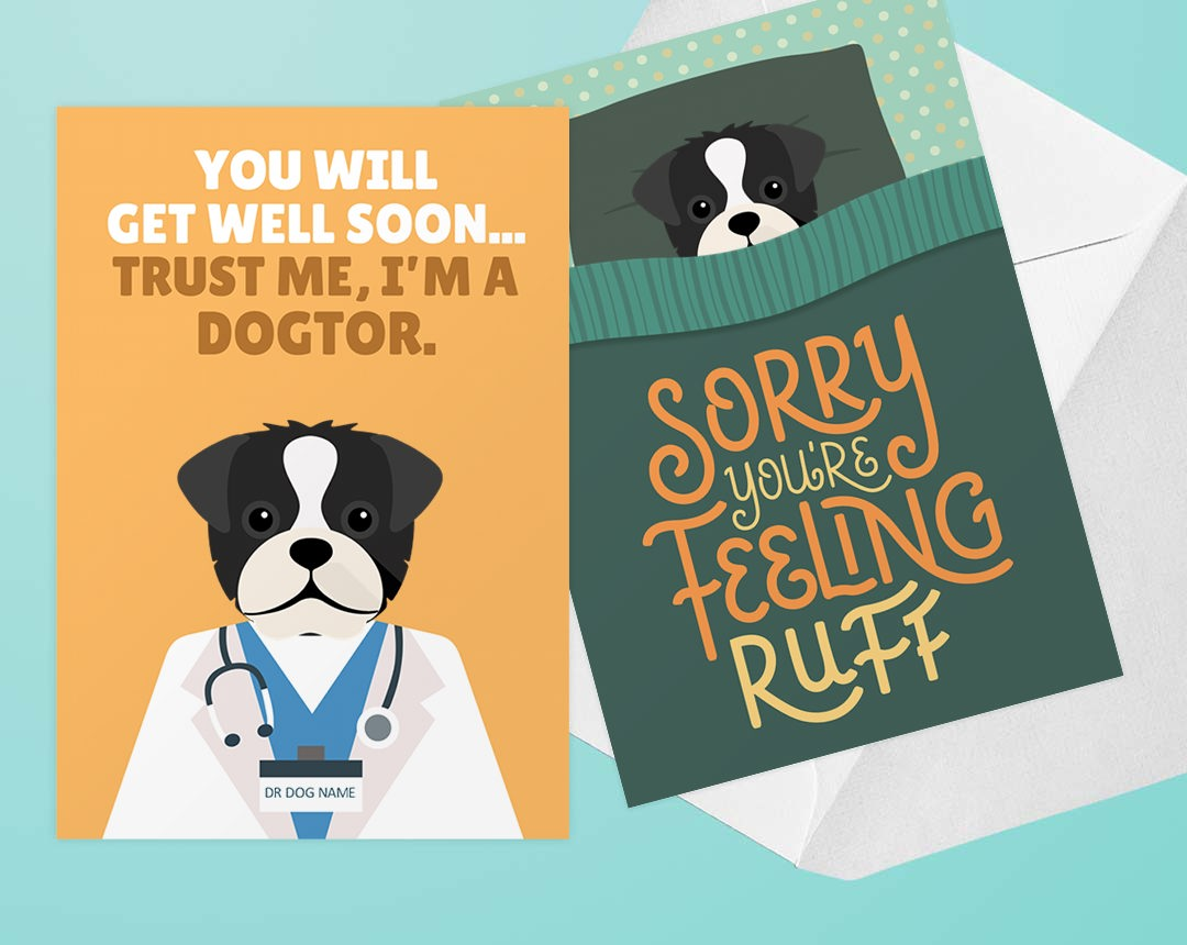 Personalized Dog Cards - Get Well Soon Cards