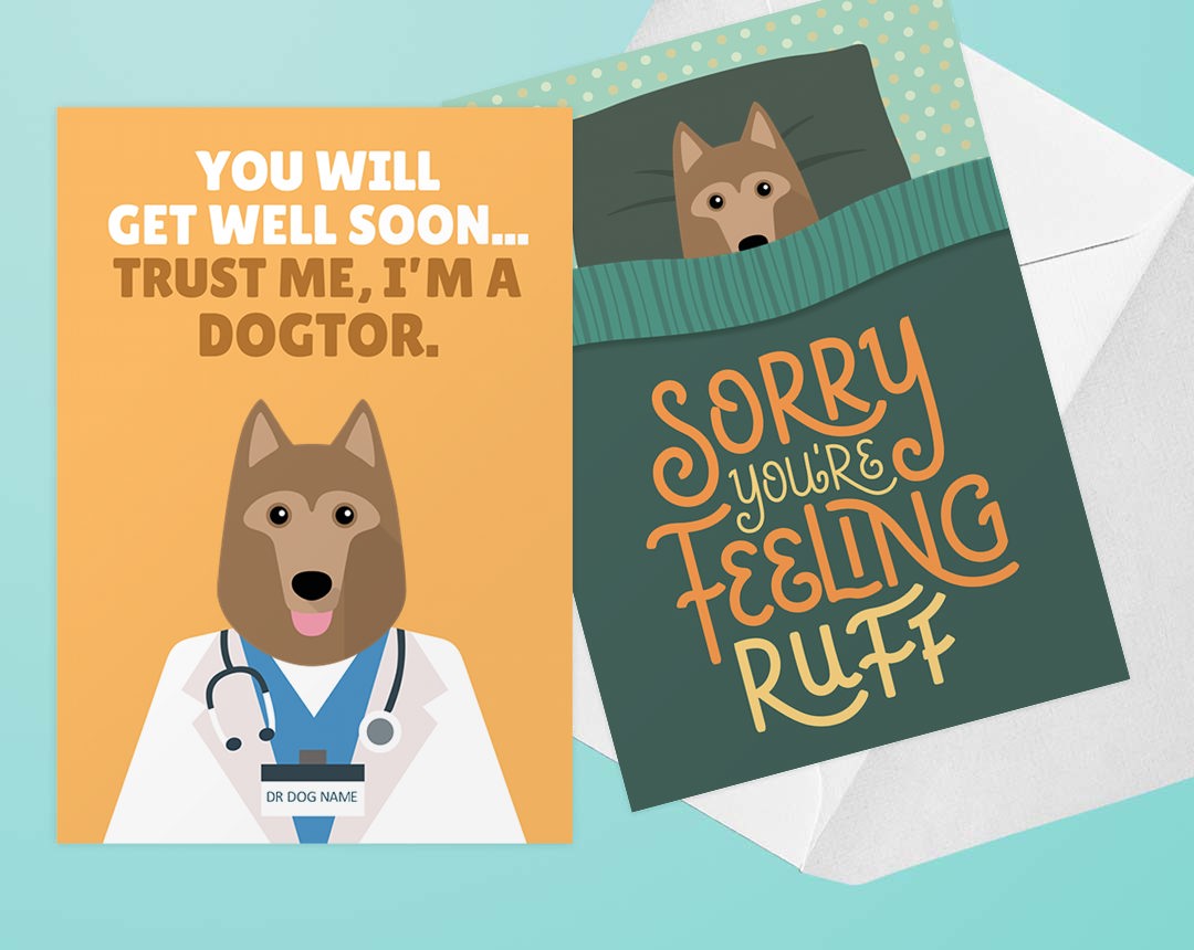 Personalized Dog Cards - Get Well Soon Cards