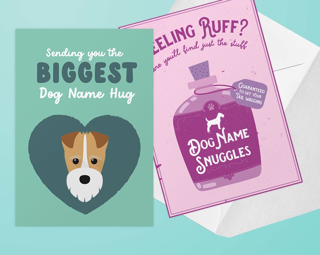 Two Personalised Dog Thinking Of You Cards