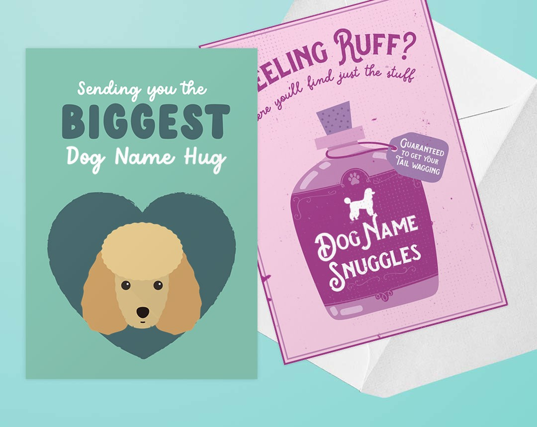 Two Personalised Dog Thinking Of You Cards