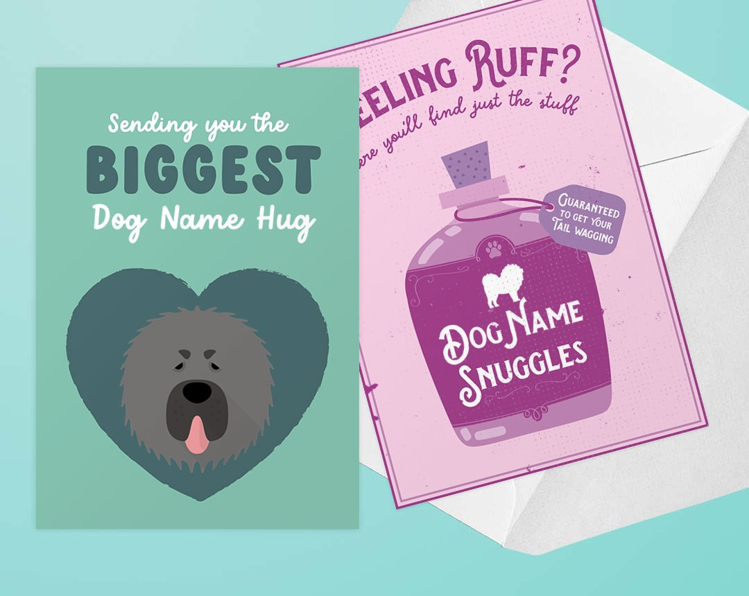 Two Personalised Dog Thinking Of You Cards