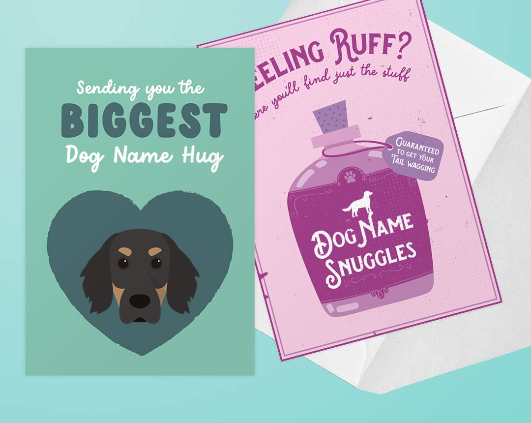 Two Personalised Dog Thinking Of You Cards