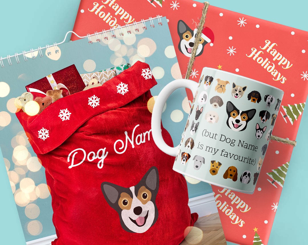 A Calendar, Mug and Christmas present personalised with your dog