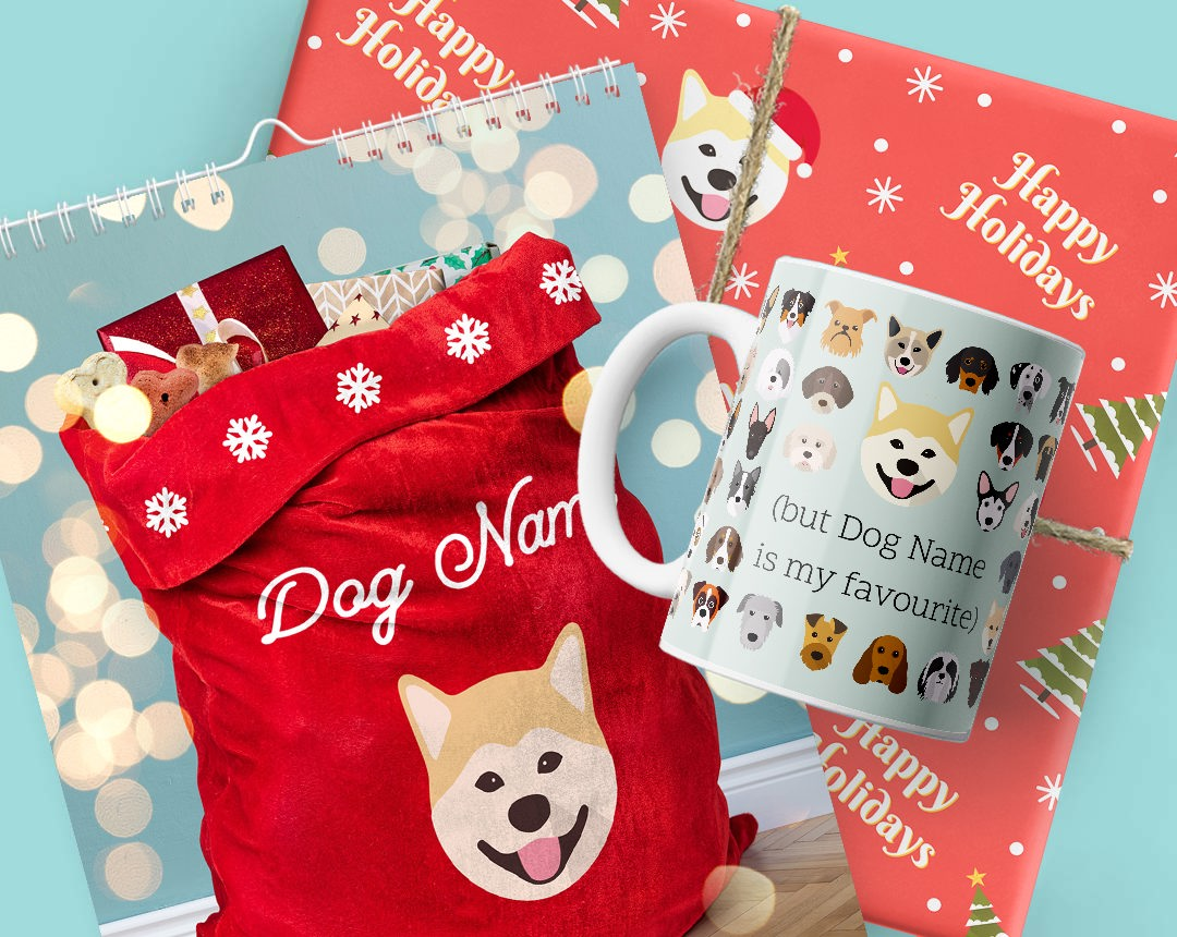 A Calendar, Mug and Christmas present personalised with your dog