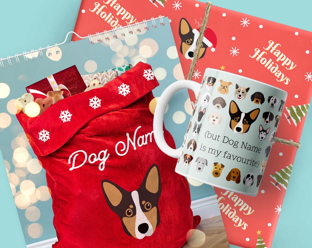 A Calendar, Mug and Christmas present personalised with your dog