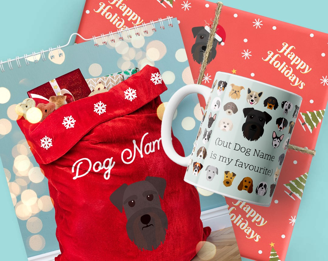 A Calendar, Mug and Christmas present personalised with your dog