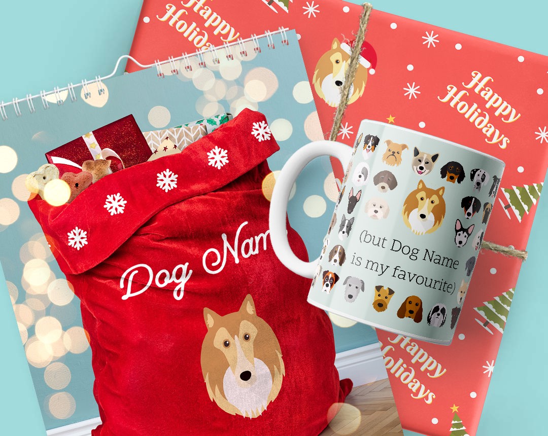 A Calendar, Mug and Christmas present personalised with your dog