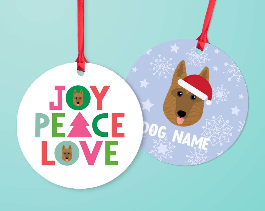 Two christmas tree decorations personalised with your dog