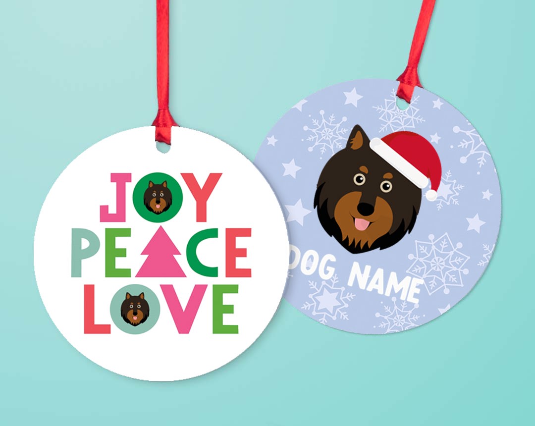 Two christmas tree decorations personalised with your dog