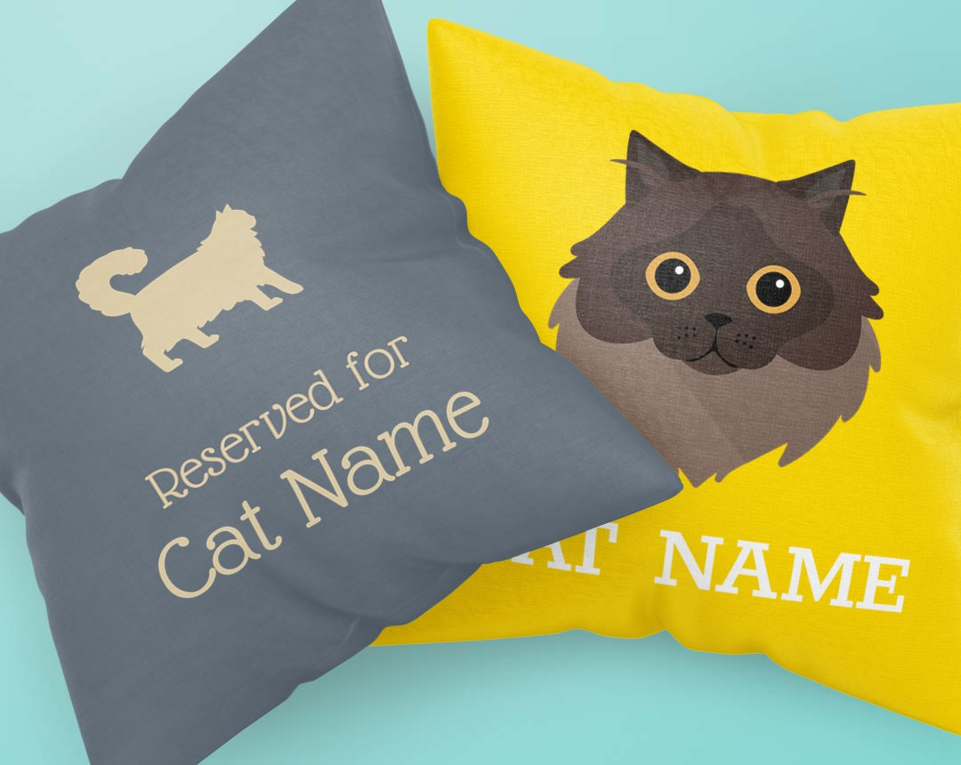 Two personalised cushions featuring your Cat