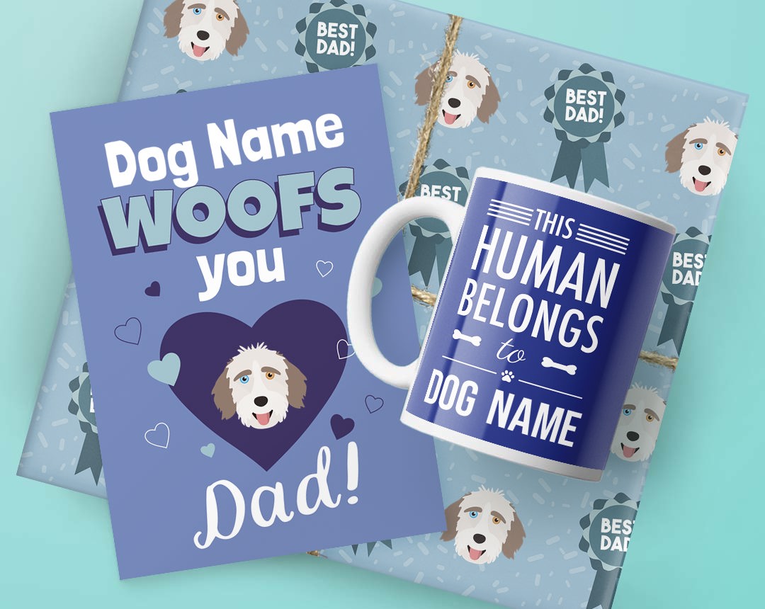 Dog Dad's Birthday Gifts featuring Card, Wrap and Mug