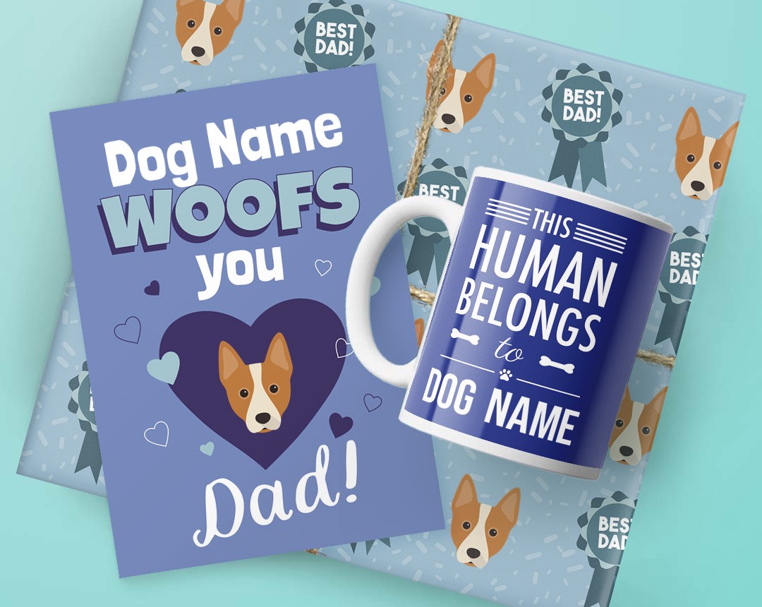 Dog Dad's Birthday Gifts featuring Card, Wrap and Mug