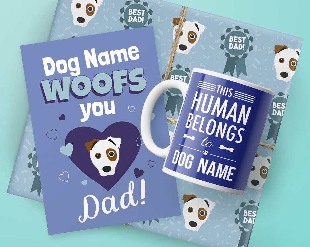 Dog Dad's Birthday Gifts featuring Card, Wrap and Mug