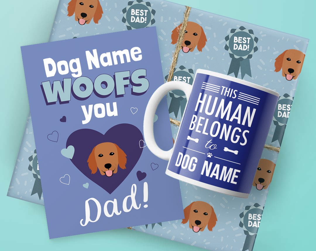 Dog Dad's Birthday Gifts featuring Card, Wrap and Mug