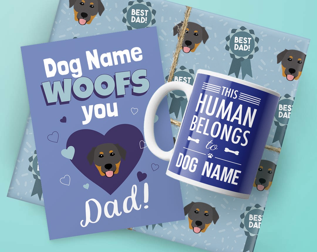 Dog Dad's Birthday Gifts featuring Card, Wrap and Mug