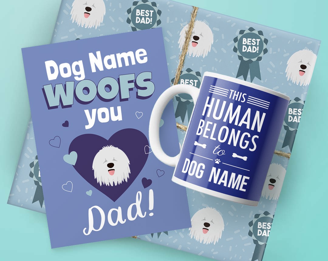 Dog Dad's Birthday Gifts featuring Card, Wrap and Mug