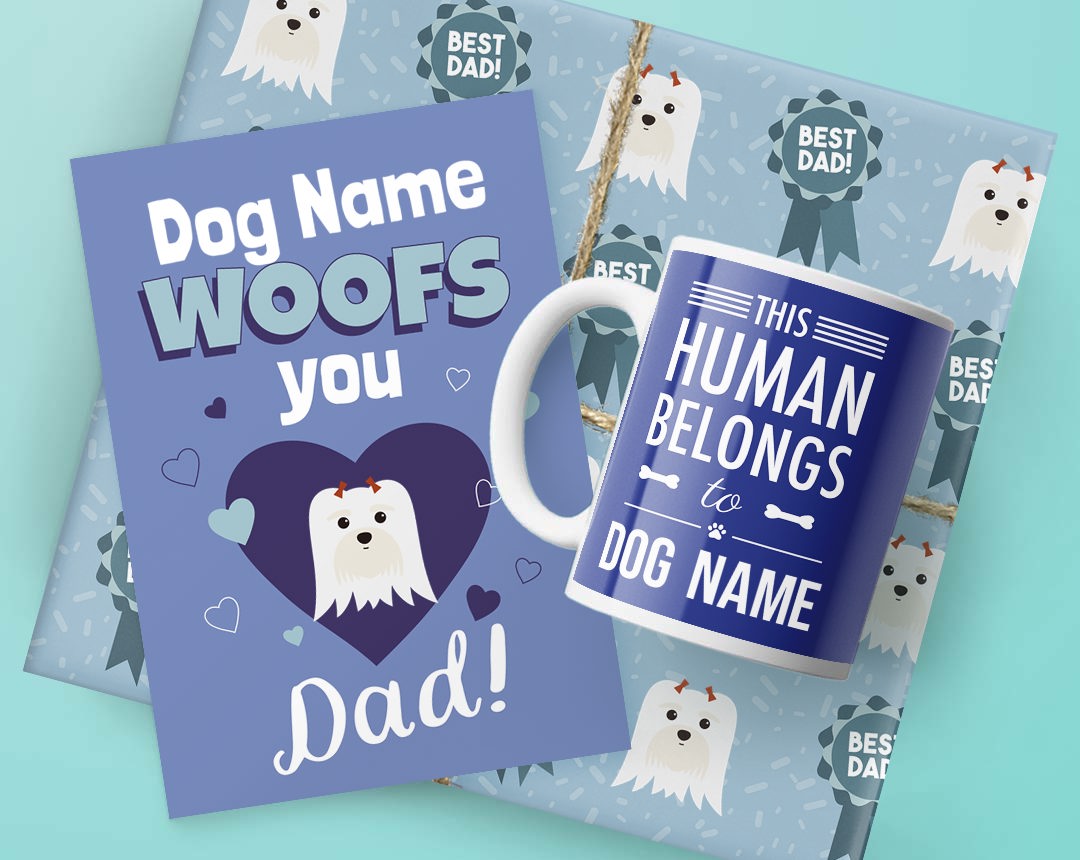 Dog Dad's Birthday Gifts featuring Card, Wrap and Mug