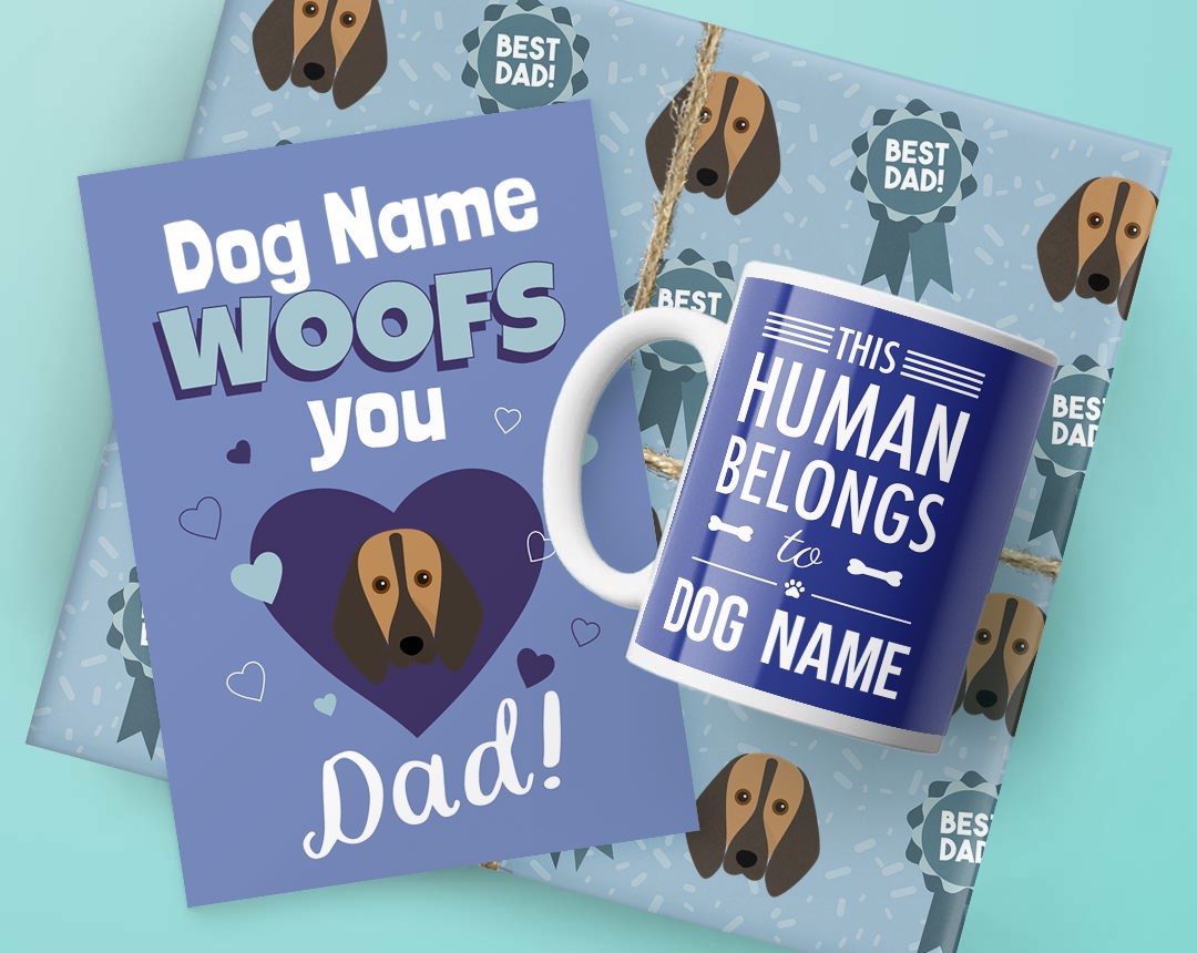 Dog Dad's Birthday Gifts featuring Card, Wrap and Mug