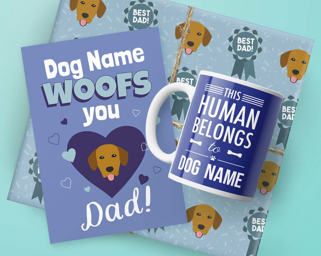 Dog Dad's Birthday Gifts featuring Card, Wrap and Mug