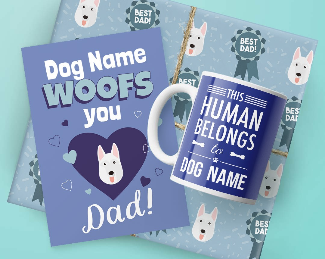 Dog Dad's Birthday Gifts featuring Card, Wrap and Mug