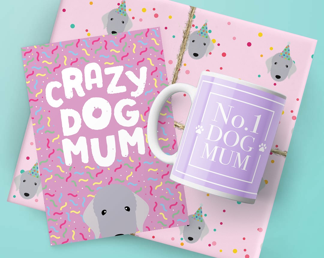 Dog Mum's Birthday Gifts featuring Card, Wrap and Mug