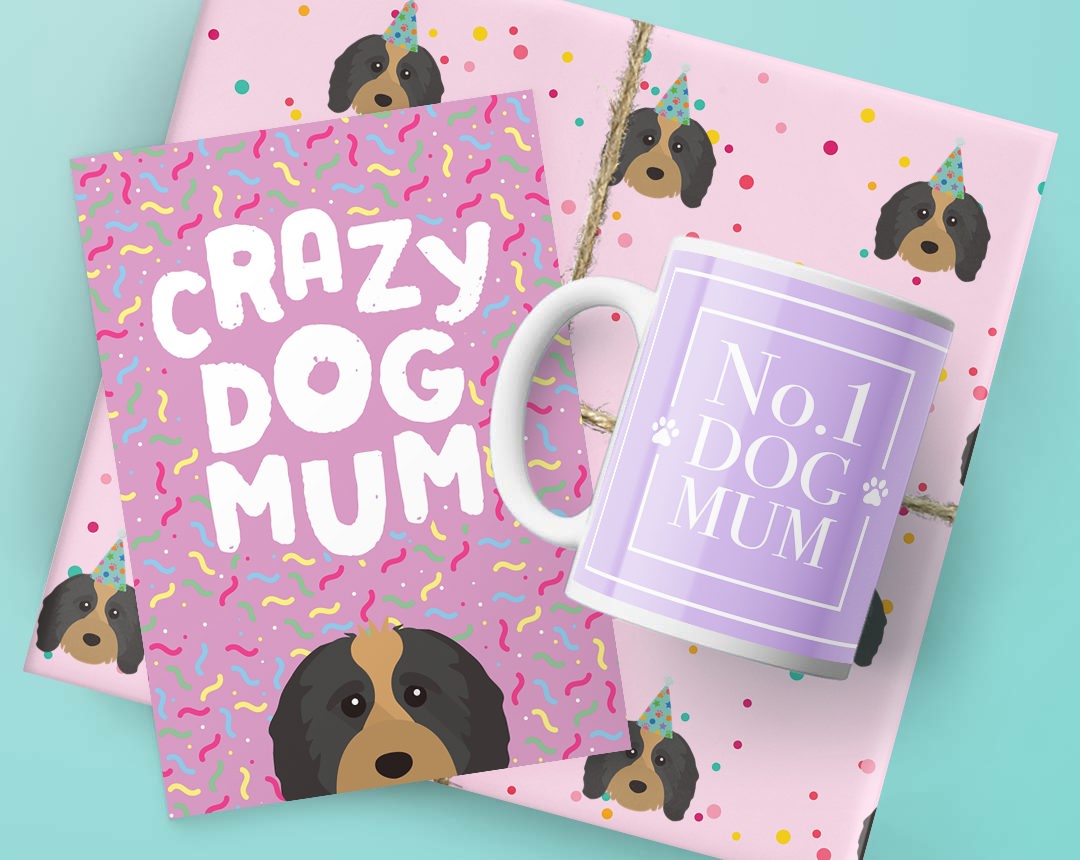 Dog Mum's Birthday Gifts featuring Card, Wrap and Mug