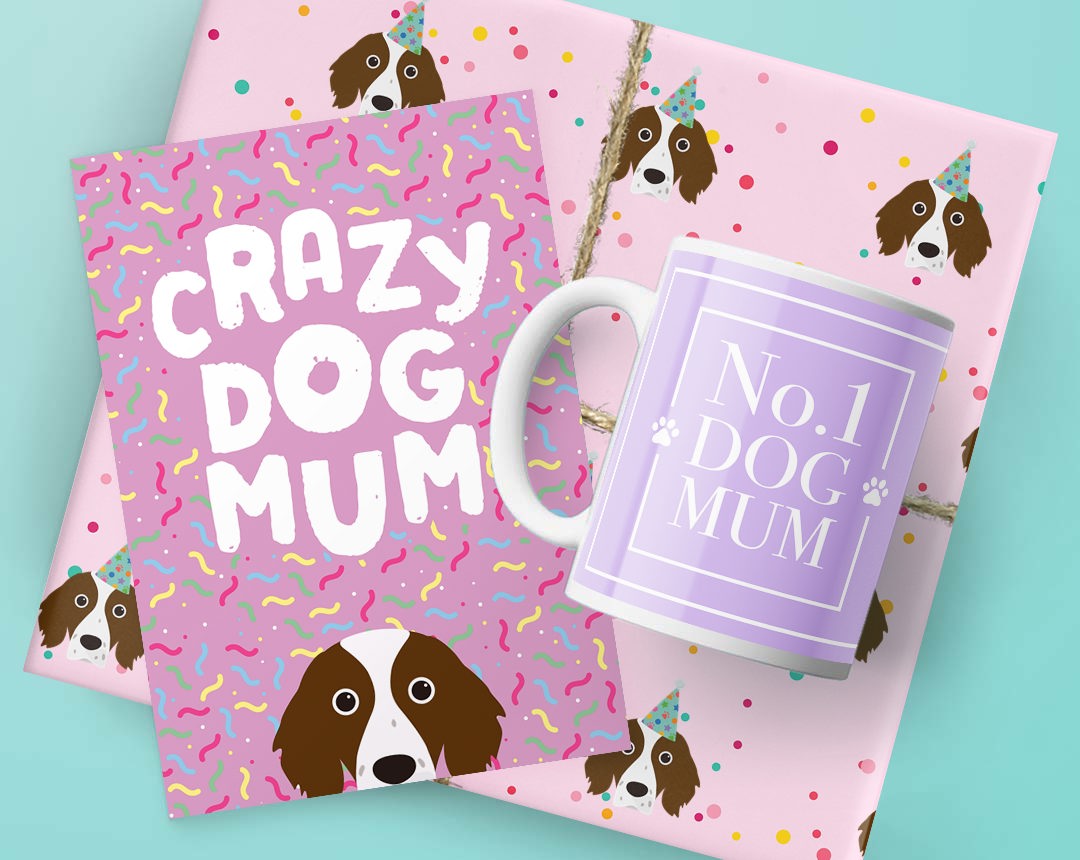 Dog Mum's Birthday Gifts featuring Card, Wrap and Mug