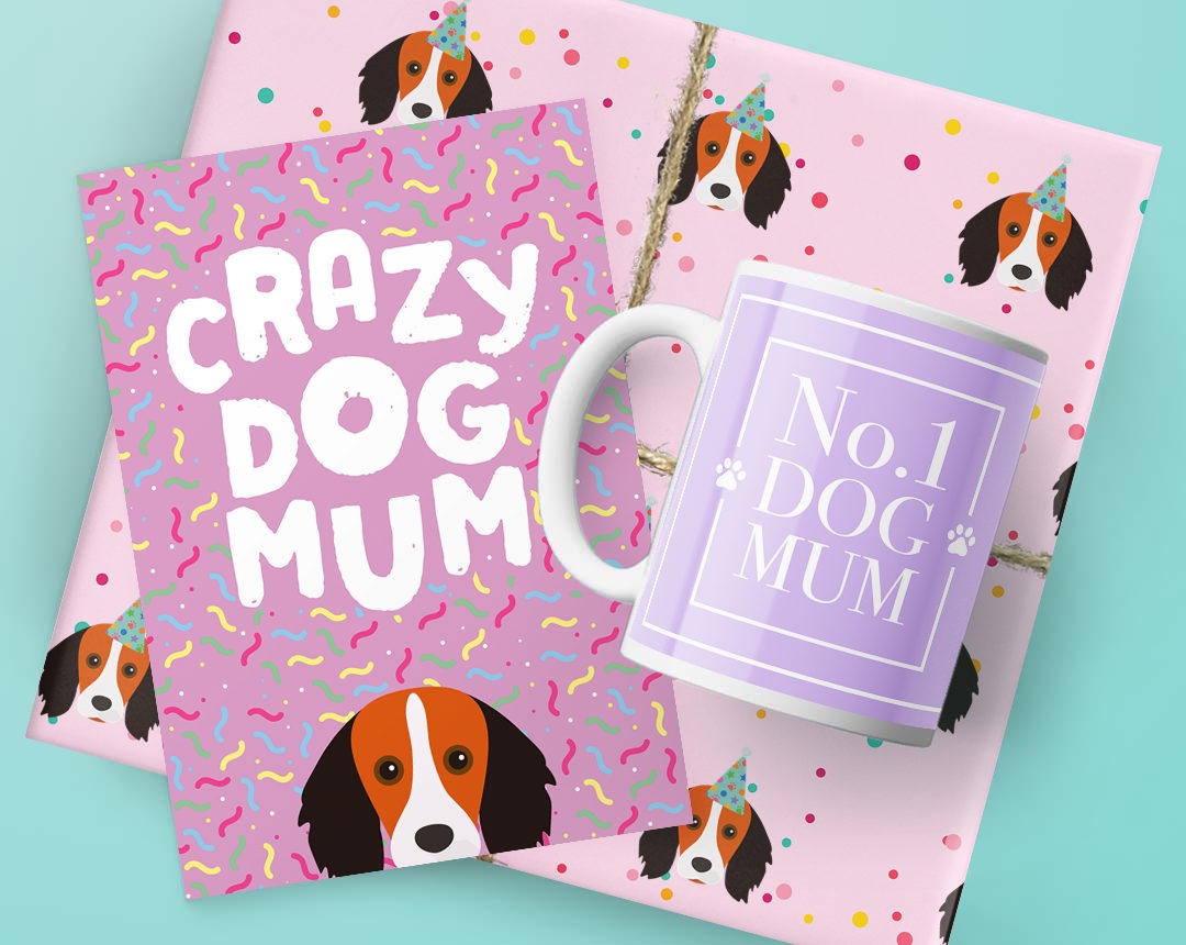 Dog Mum's Birthday Gifts featuring Card, Wrap and Mug