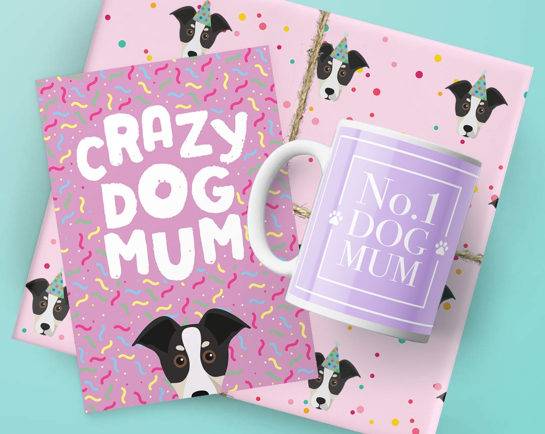 Dog Mum's Birthday Gifts featuring Card, Wrap and Mug