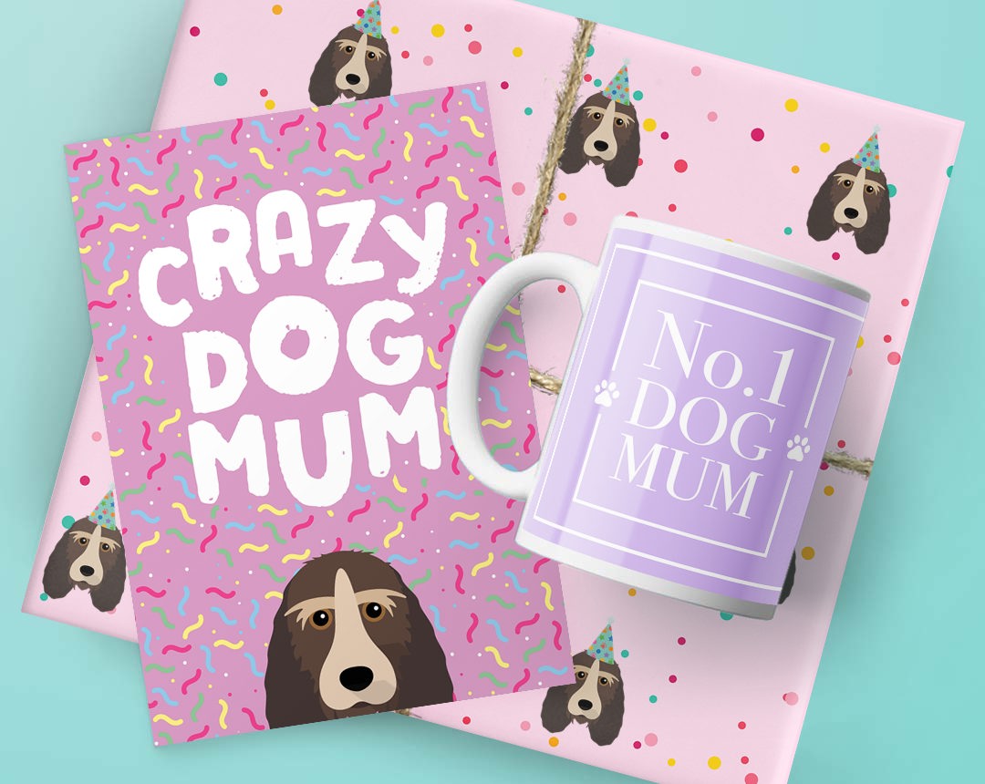 Dog Mum's Birthday Gifts featuring Card, Wrap and Mug