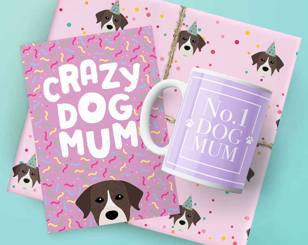 Dog Mum's Birthday Gifts featuring Card, Wrap and Mug