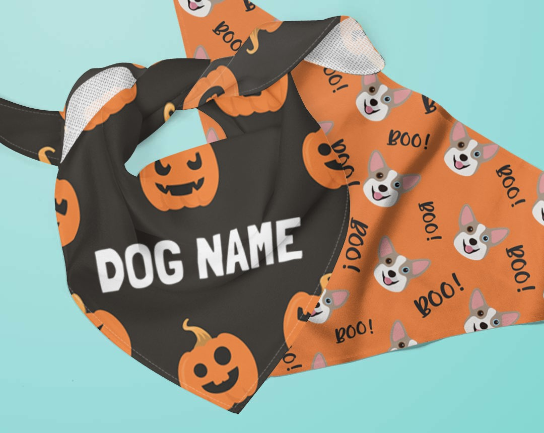 Halloween style bandanas featuring your dog