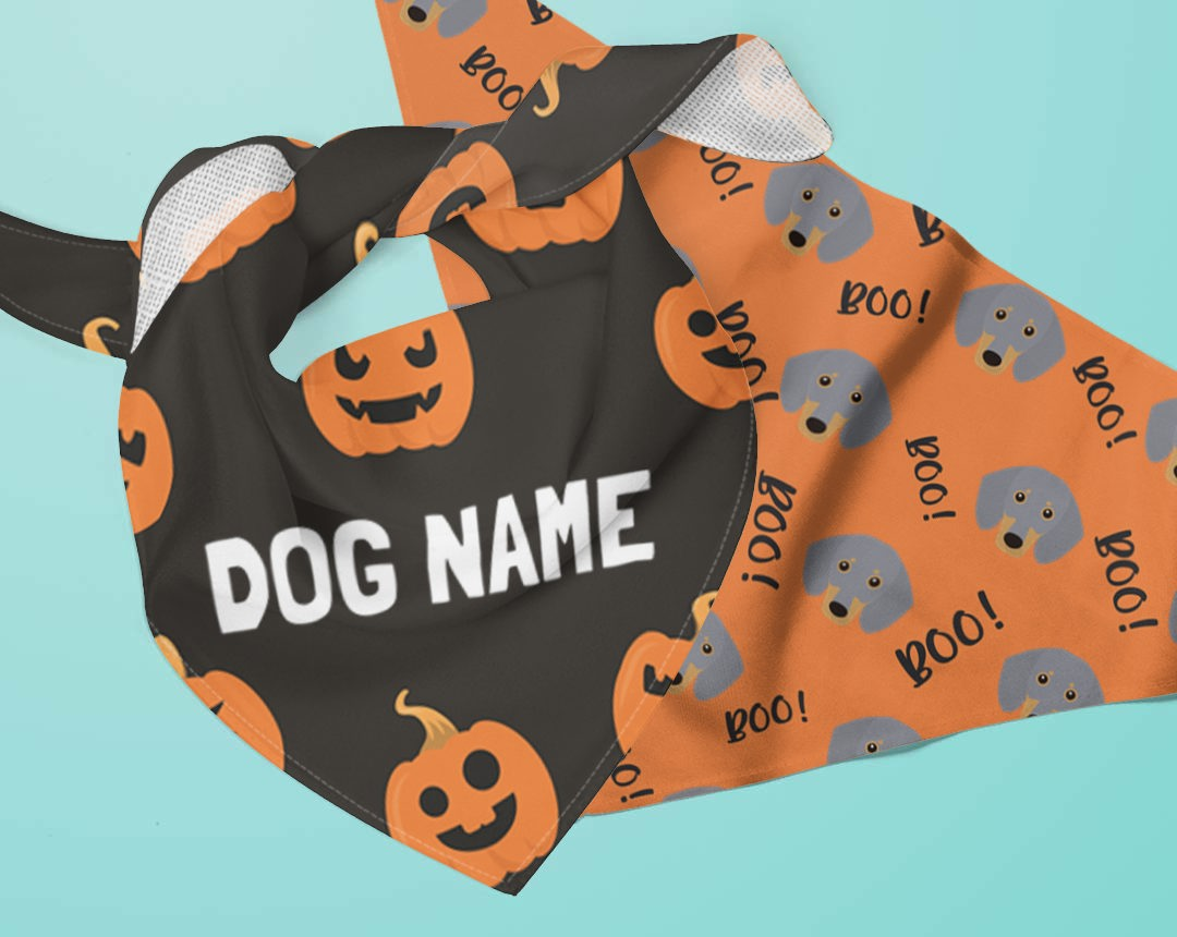 Halloween style bandanas featuring your dog